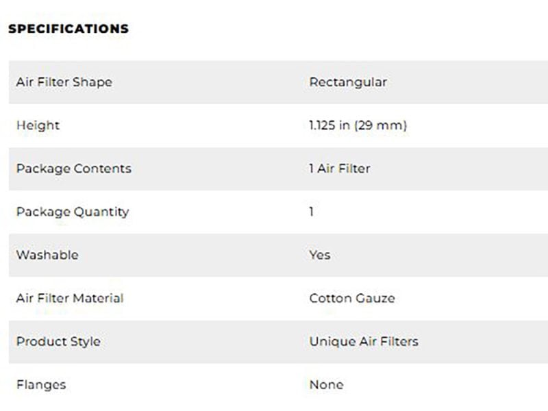 Revelry Motorcycles air filter product on website, showcasing high-quality motorcycle air filters.