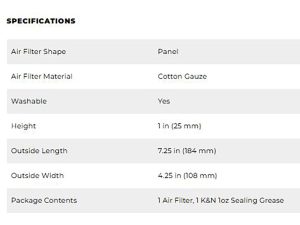 Air filter replacement for Revelry Motorcycles, high-quality cotton gauze air filter.