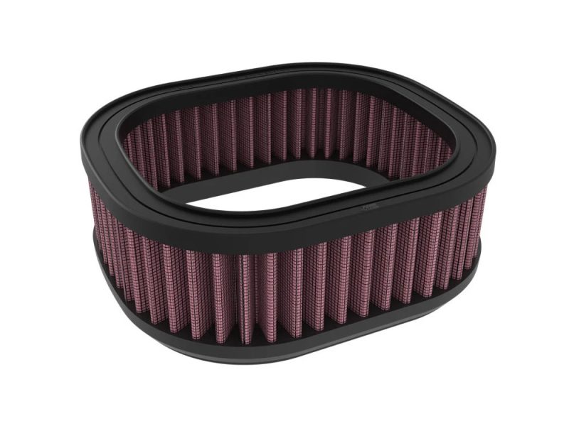 High-performance motorcycle air filter for Revelry Motorcycles, durable black and red design.