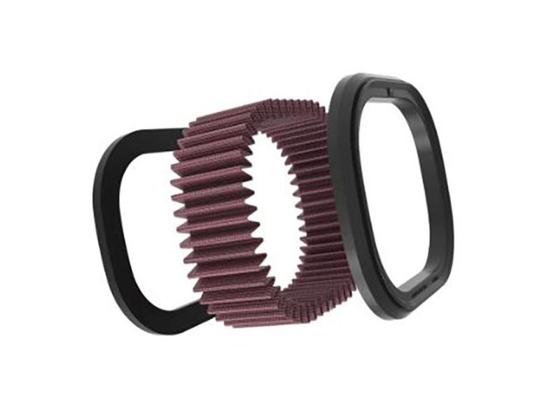 High-performance motorcycle air filter with black rubber edges for Revelry Motorcycles by Revelry Cycles.