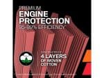Engine protection for motorcycles, durable 4-layer woven cotton construction.