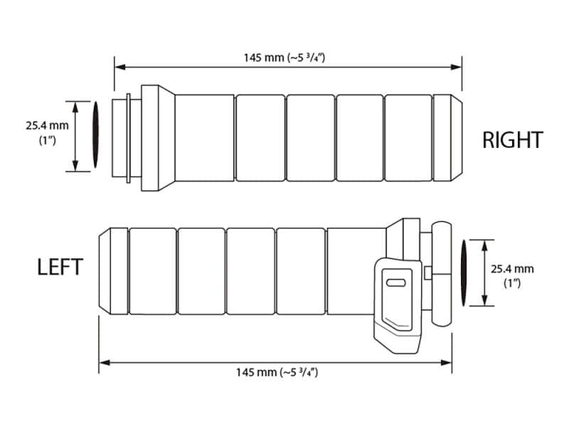 Precision motorcycle footpeg with detailed technical drawing for Revelry Motorcycles.