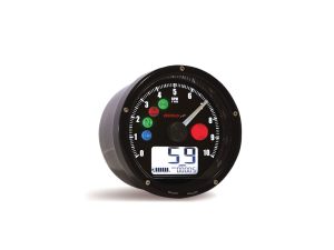 High-quality motorcycle speedometer and tachometer from Revelry Motorcycles, perfect for bike enthusiasts.