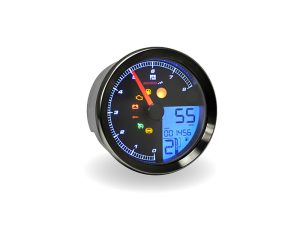 Digital motorcycle gauge with warning indicators – ideal for Revelry Motorcycles.