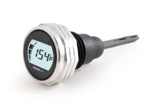 Digital bike thermometer display with temperature reading for motorcycle enthusiasts.