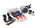 Digital motorcycle gauge kit, Revelry Motorcycles compatible, with wiring and mounting accessories.