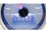 High-performance motorcycle speedometer with odometer display.