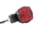 LED motorcycle indicator with red lens for Revelry Motorcycles.