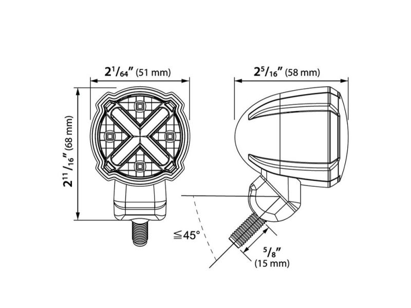High-performance motorcycle LED light with adjustable mounting for Revelry Motorcycles.