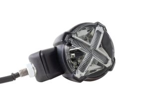 High-performance motorcycle LED indicator light with clear lens and durable construction.