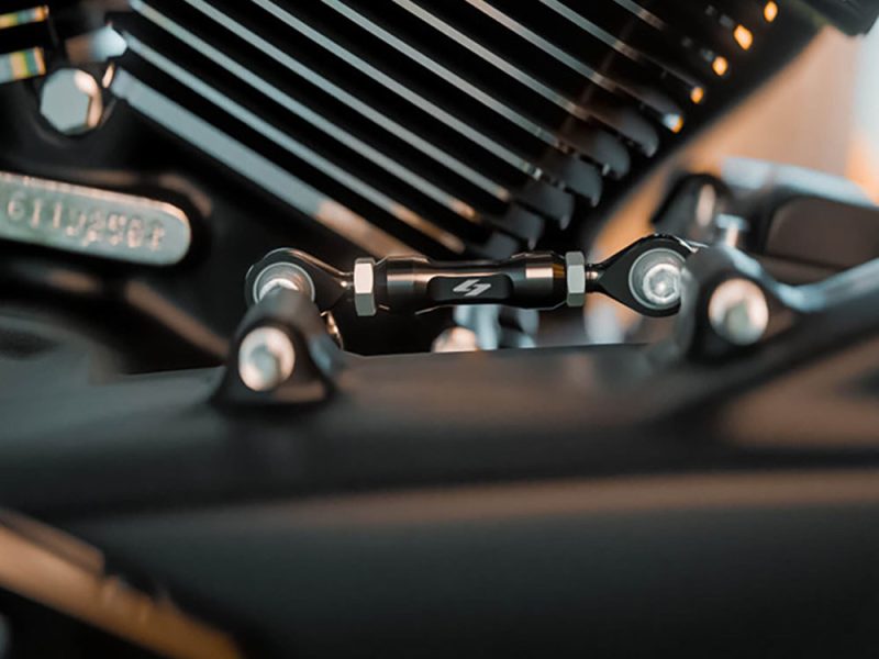 Close-up of Revelry Motorcycles custom engine component and highlighting high-performance motorcycle parts.