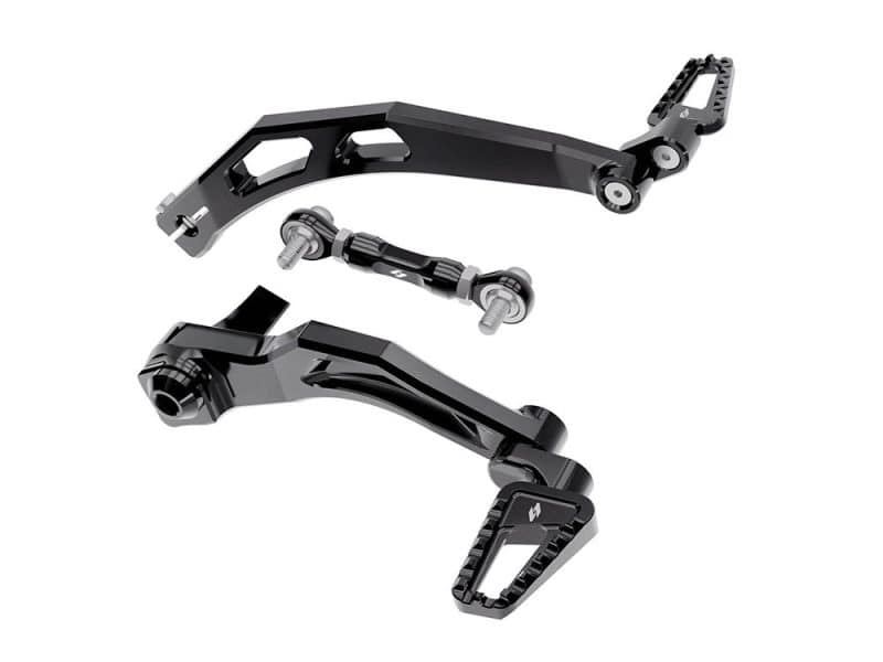 Aluminium motorcycle gear shift lever and linkage kit for aftermarket customisation.