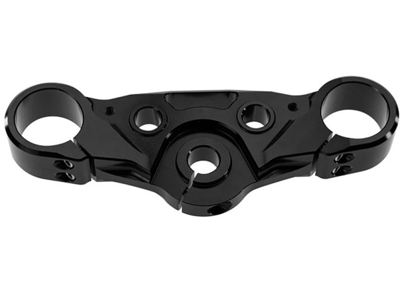 Aluminium motorcycle handlebar riser for enhanced riding comfort and control.