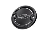 Black motorcycle ignition cover with Revelry logo and Kraus Motor Co branding.