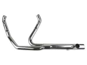 Chrome motorcycle exhaust pipe for Revelry Motorcycles Australia.