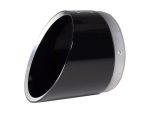 Black motorcycle exhaust muffler for Revelry Motorcycles, high-performance custom bike parts.