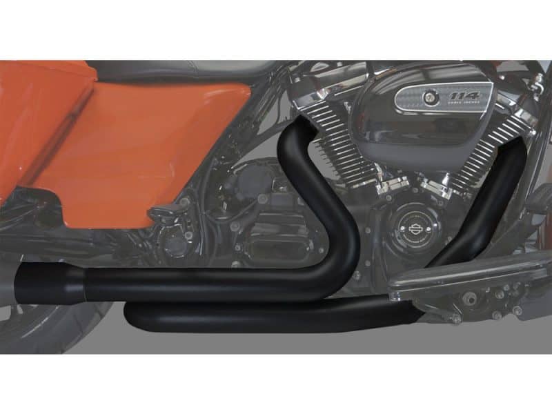 Right Side Tuck & Under Headers - Black. Fits Touring 2017up. High-performance black motorcycle exhaust for Harley Davidson, suited for Revelry Motorcycles in Australia.