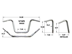 12in. x 1-1/4in. Fat Ape Hanger Handlebar - Chrome.