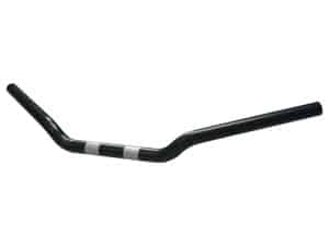 Black motorcycle handlebar for Revelry Motorcycles, durable and lightweight.