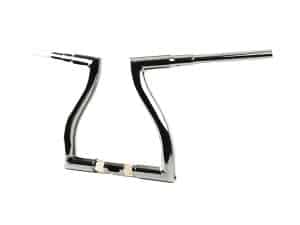 Chrome motorcycle handgrip handlebars for custom bike builds.