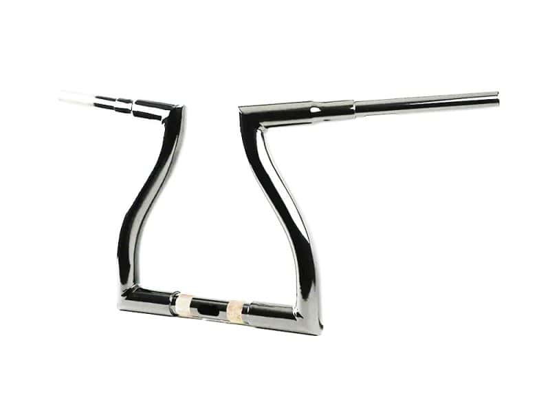 Chrome motorcycle handgrip handlebars for custom bike builds.