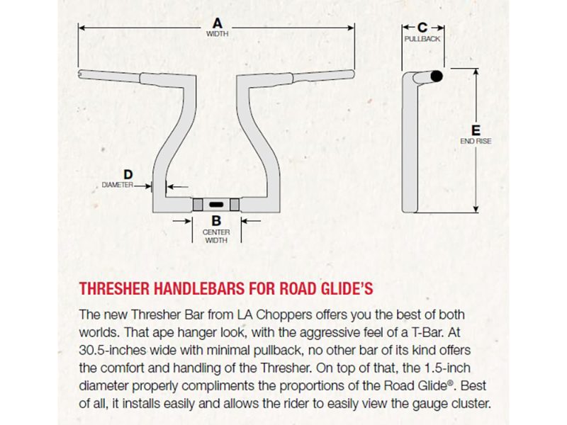 AlT text: High-quality Revelry Motorcycles handlebar for road bikes, durable and stylish design.