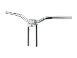 Chrome motorcycle handlebar for custom cruiser bikes and motorcycle accessories.