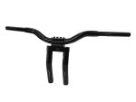 Black motorcycle handlebar with handlebar mount for custom cruiser builds.