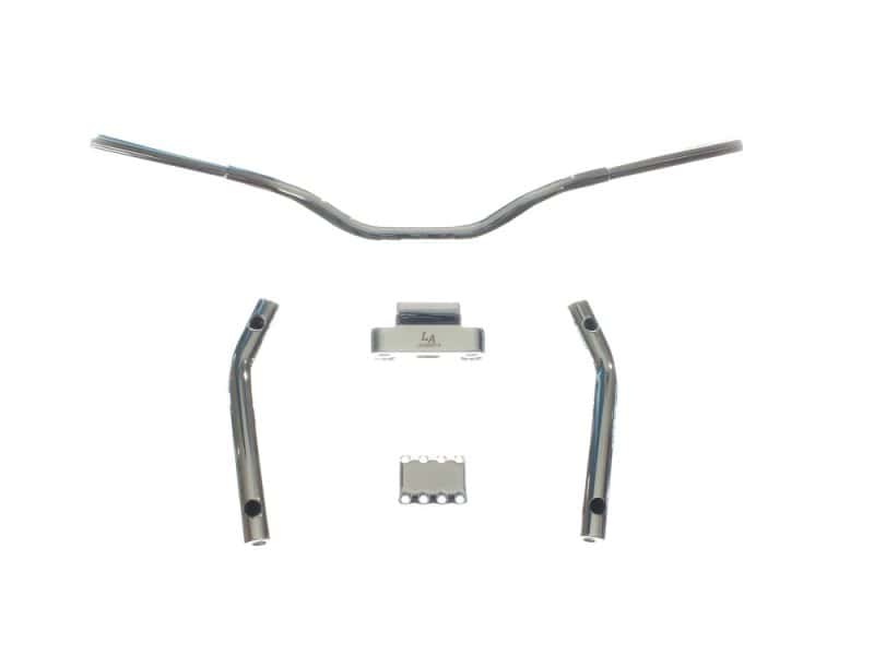 Chromed motorcycle handlebar and accessories for Harley Davidson bikes.