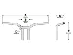High-quality motorcycle handlebar diagram for Revelry Motorcycles, showcasing measurements and specifications.
