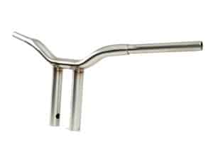 Stainless steel motorcycle handlebar for custom Revelry Motorcycles builds and accessories.