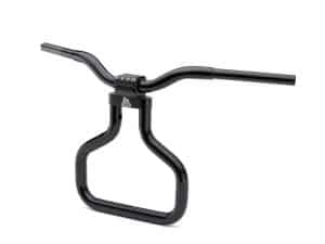 High-quality black motorcycle handlebar for adventure riding and custom Harley Davidson builds.
