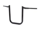 Black motorcycle handlebar, sleek and durable design for street or custom bikes.
