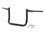 Black motorcycle handlebars with mounting hardware for Revelry Motorcycles.