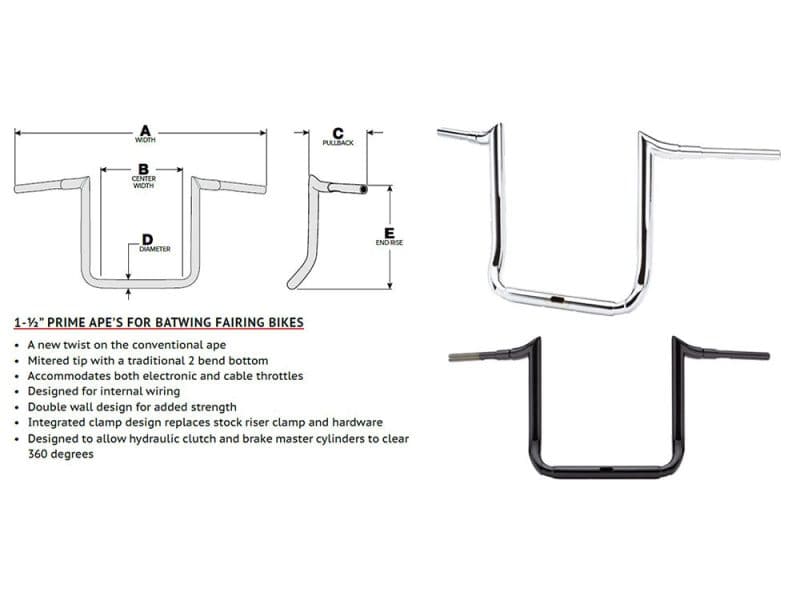 Stainless steel motorcycle handlebar for Revelry Motorcycles, durable and corrosion-resistant.