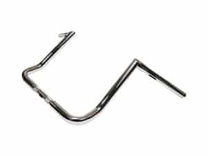 Chrome motorcycle handlebar for custom Revelry Motorcycles builds.