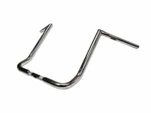 Chrome motorcycle handlebar for Revelry Motorcycles, Aussie custom bike parts, high-quality chrome finish.