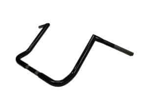 Black motorcycle handlebar for custom riding and enhancements.