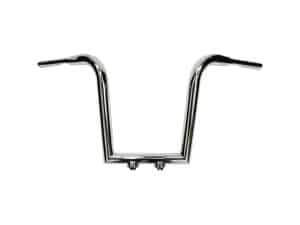 Chrome motorcycle handlebar for custom cruiser bikes.