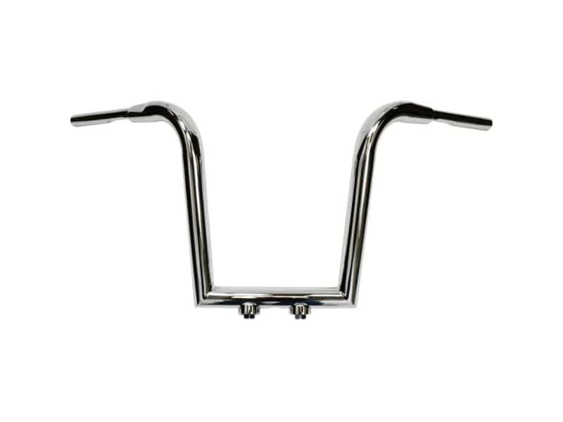 Chrome motorcycle handlebar for custom cruiser bikes.