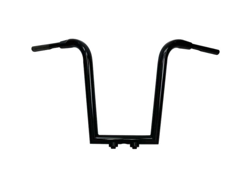 16in. x 1-1/2in. Miter Cut Tree Hugger Handlebar - Gloss Black. Black motorcycle handlebar for custom bike builds and motorcycle accessories.