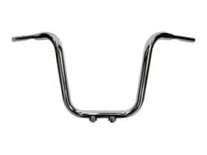 Shiny chrome motorcycle handlebar for Revelry Motorcycles, durable aluminium construction.