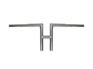 Stainless steel motorcycle handlebar with sleek chrome finish for custom bikes.