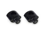 Black motorcycle handlebar risers for Harley Davidson bikes.
