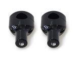 Black motorcycle handlebar mounts for Revelry Motorcycles.