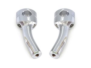 Chrome motorcycle handlebar risers for Revelry Motorcycles, high-quality cruiser upgrade.