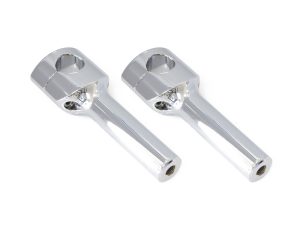 High-performance chrome motorcycle handlebar risers for custom cruisers.