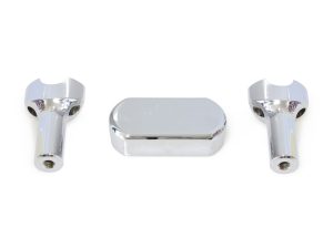 Polished chrome motorcycle foot pegs and brake pedal set for Revelry Motorcycles.