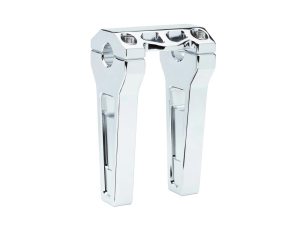 Shiny chrome motorcycle crash bar for Harley Davidson bikes.