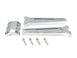 Chrome motorcycle engine frame sliders for Revelry Motorcycles.